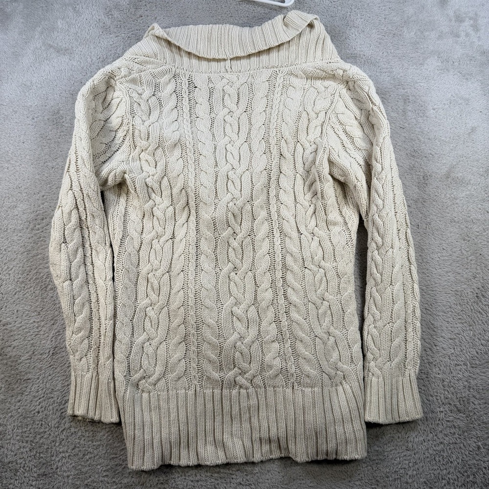 LRL Cardigan Womens Large Cream Cable Knit Shawl Collar Toggle Chunky Sweater - Picture 6 of 6